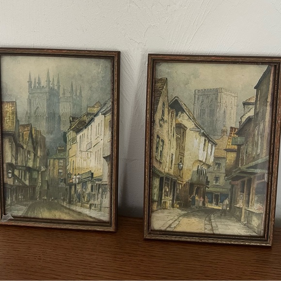 Vintage Street Scene Framed Art Print - Neutral Tones - Picture 2 of 3